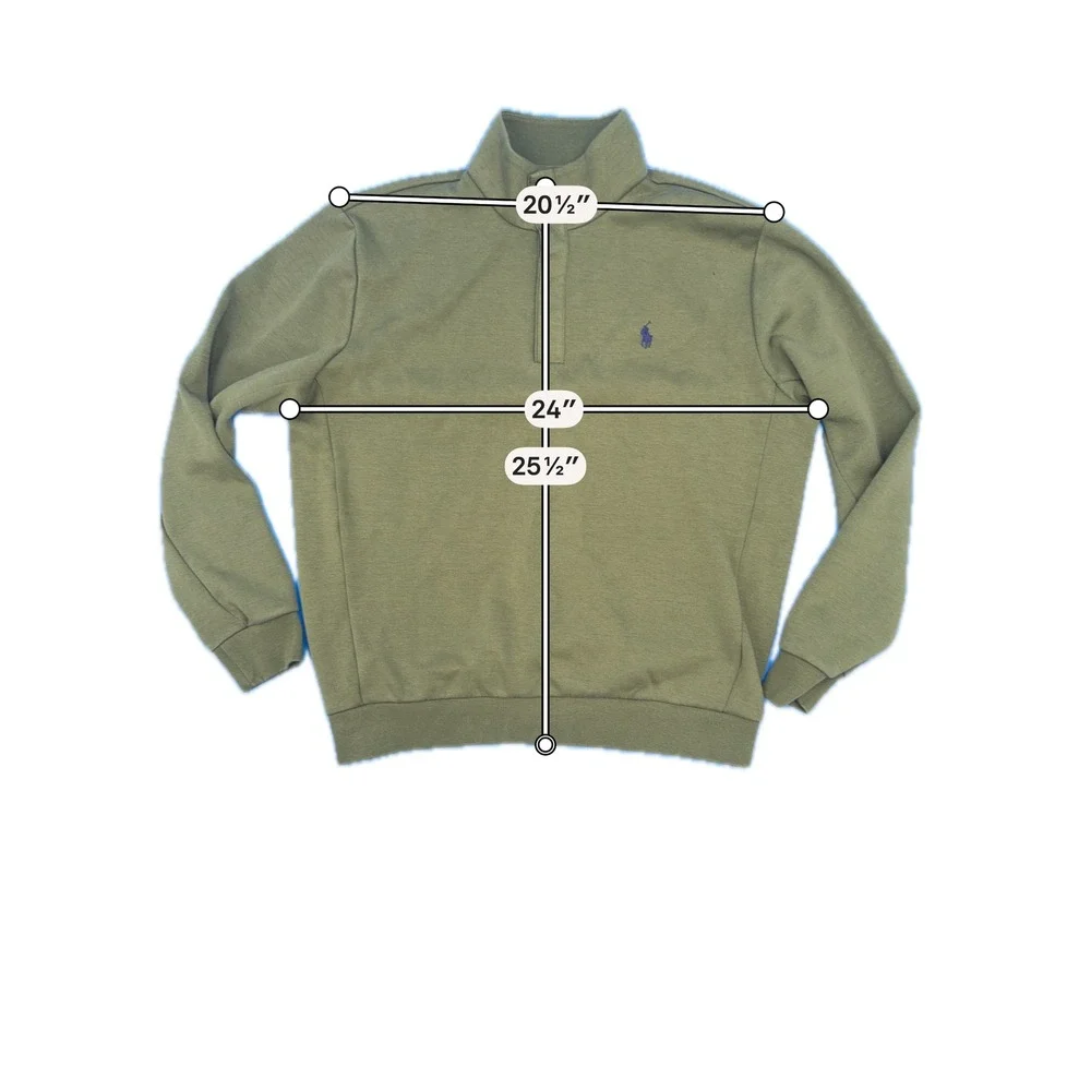 Polo Ralph Lauren Mens Mock Neck‎ Button Sweatshirt Olive Green Size Large